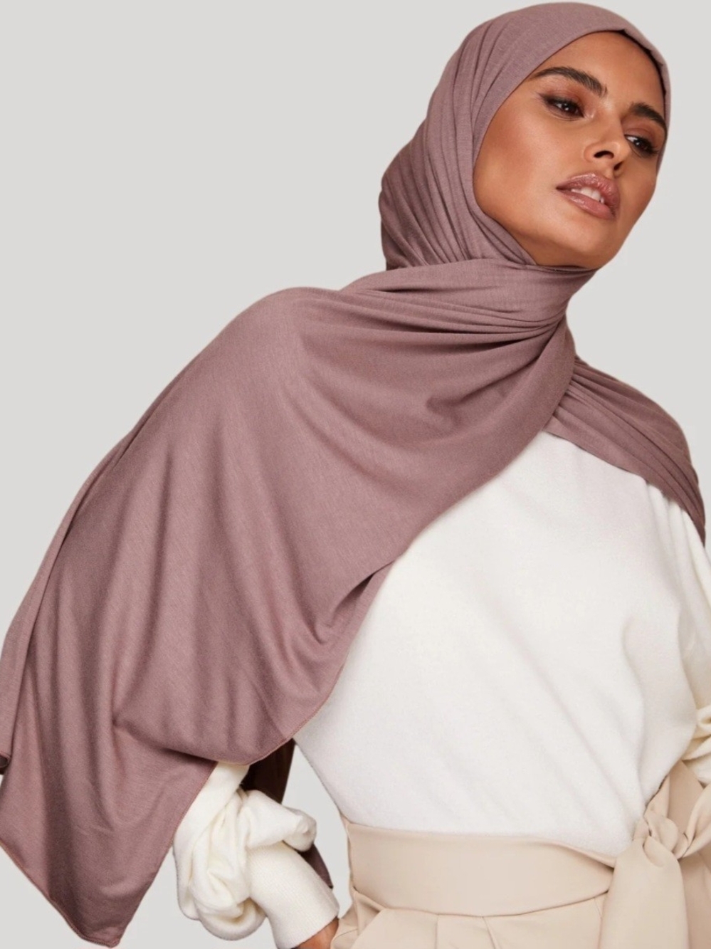 Premium Jersey Hijab-Taupe
